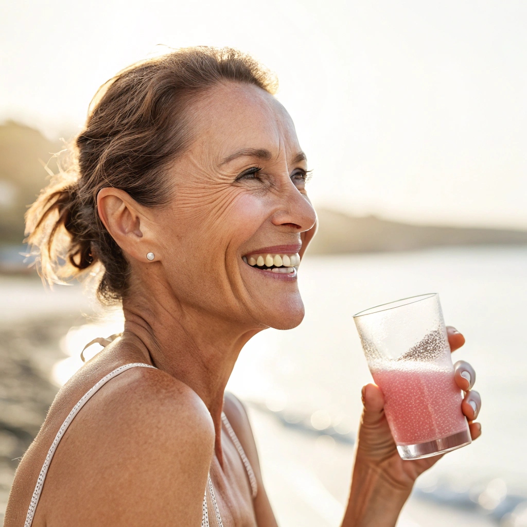 woman using pink salt trick recipe for morning detox