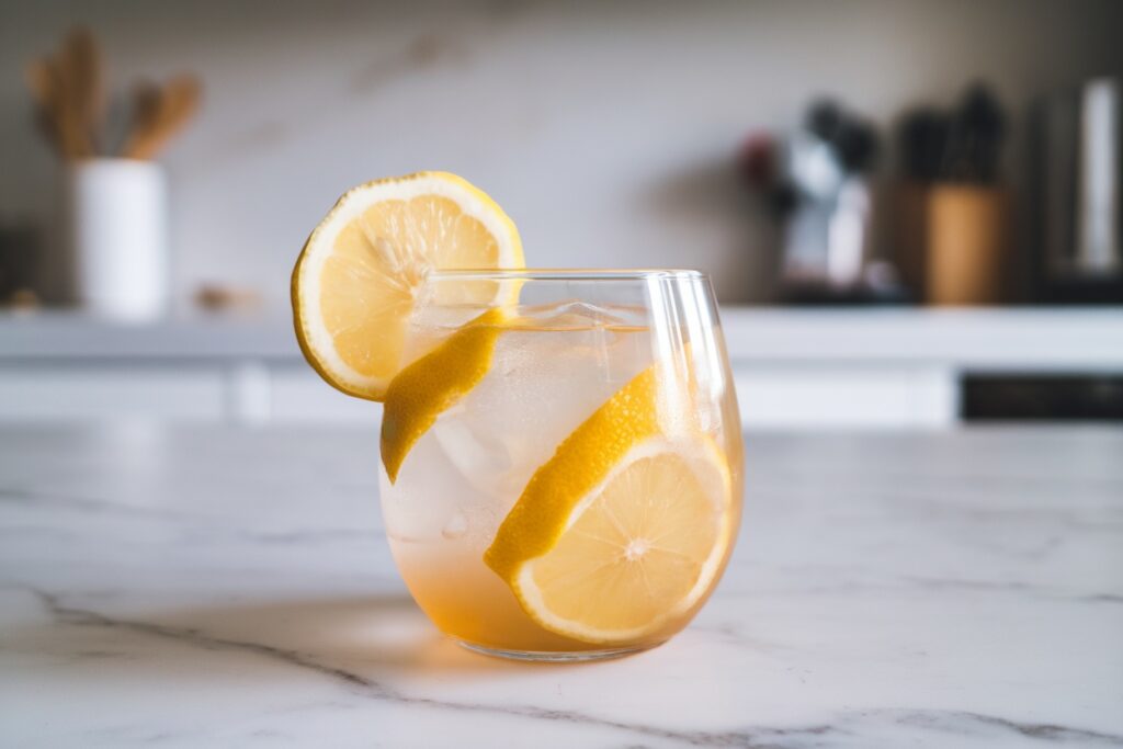 glass of cream of tartar electrolyte drink on countertop