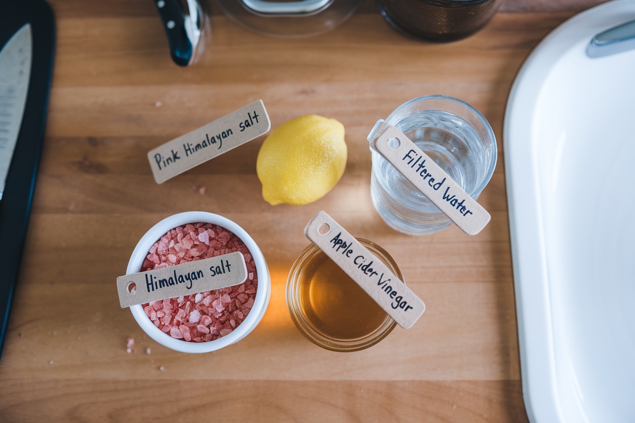 Ingredients for himalayan salt hack recipe on counter