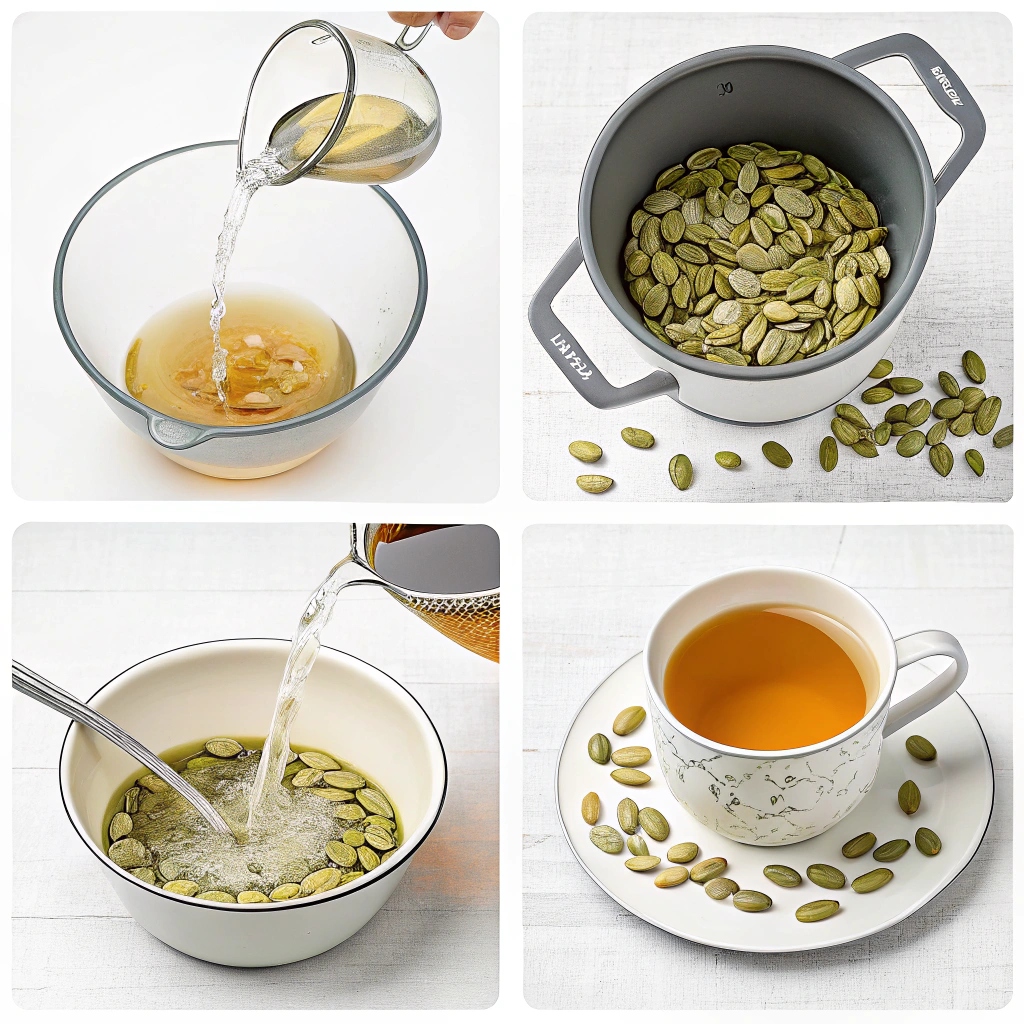 Pumpkin seed tea for weight loss made with raw pumpkin seeds, shown with ingredients and benefits