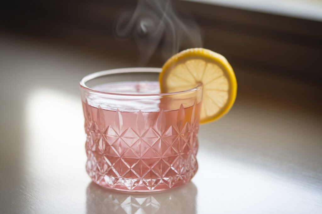 Pink salt weight loss recipe for women in a crystal glass cup