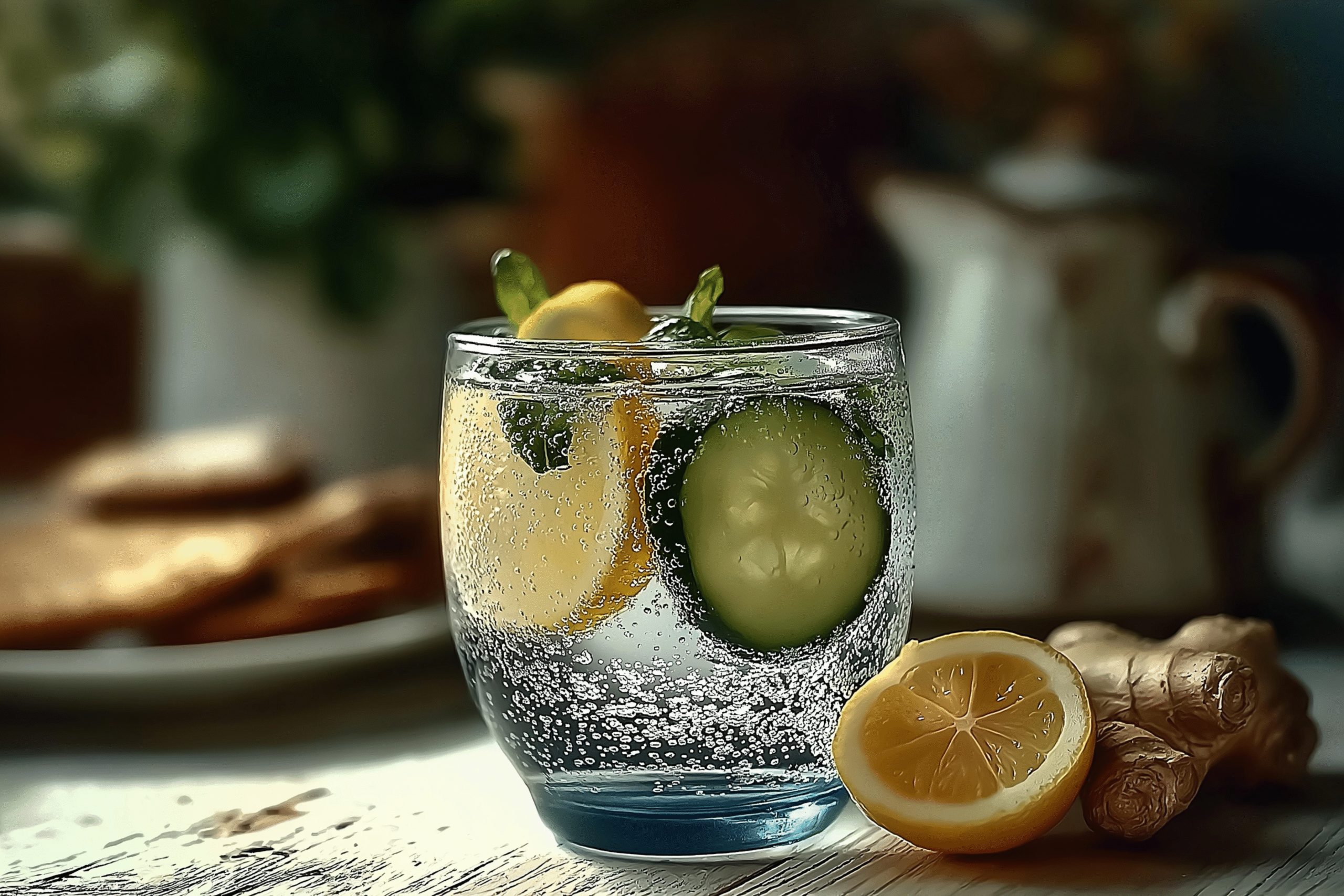 Infused ice water hack for weight loss recipe with lemon, cucumber, mint, and ginger for weight loss support